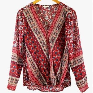 VGUC Charming Charlie Wrap Blouse Top Printed Size S